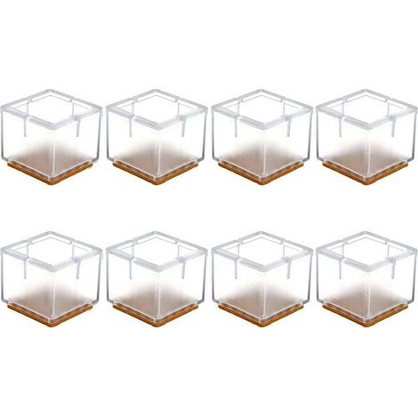 Bodenschoner Für Stuhlbeine, 8 Transparente Silikon-tisch- Und Möbelbeinkappen, Filzgleiter, Kratzschutz, Schoner Für Holzböden (quadratisch)