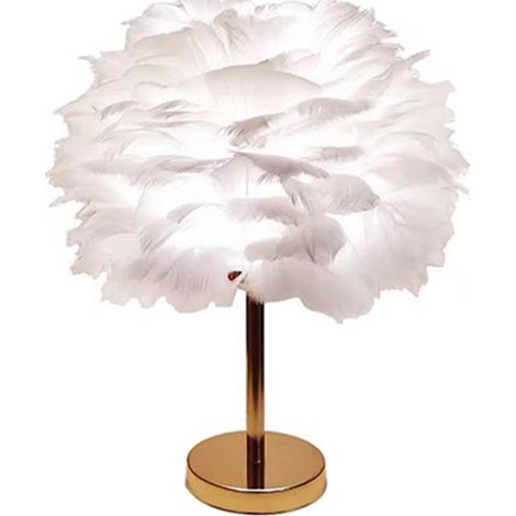 Led-tischleuchte Feather Mit Druckknopf, Sanftes Licht, Dekorativ, Goldfarben, Nachtlicht Für Schreibtisch Oder Bett, Eu-stecker Typ 2