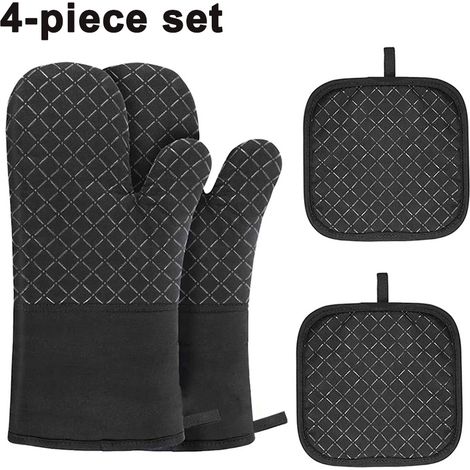 Ofenhandschuhe/topflappen, 4er-set, Hitzebeständig Bis 300 °c, Mit Rutschfester Silikonbeschichtung, Ideal Zum Kochen, Backen Und Grillen