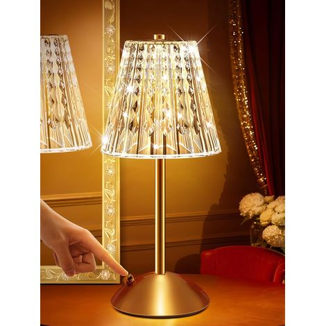 Nachttischlampe, 3-farbige Kristall-nachttischlampe, Dimmbare Touch-nachttischlampe, Kabellose, Wiederaufladbare Tischlampe