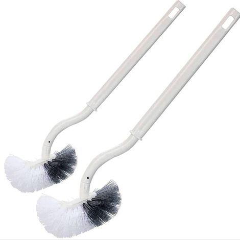 Set Mit 2 Toilettenbürsten, Toilettenbürste Mit Randreiniger, Verbesserte Toilettenbürste, Gebogene Toilettenbürste, Langer Griff, Toilettenbürstenset Aus Kunststoff Mit Borsten