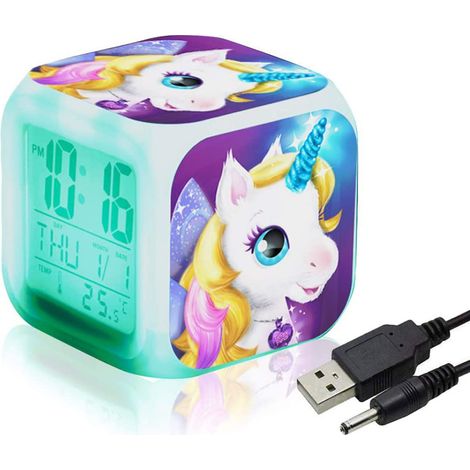 Digitaler Einhorn-wecker Für Mädchen, Leuchtender Led-lcd-würfel Mit Nachtlicht, Wecker Für Kinder, Geburtstagsgeschenk Für Kinder, Frauen Und Erwachsene
