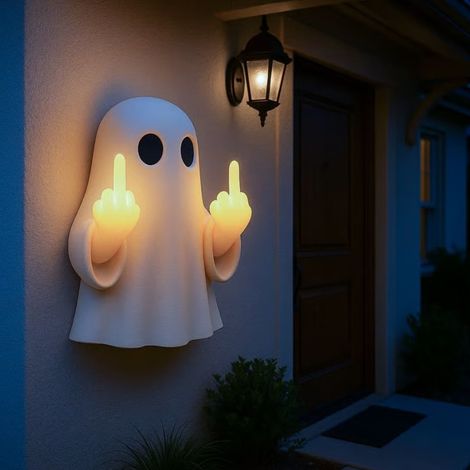 Dekorative Halloween-geister-hängelampe Mit Mittelfinger, Nachtlicht Für Veranda, Schlafzimmer Oder Balkon, Sorgt Für Warme Atmosphäre, Dekoration, Hängelampe