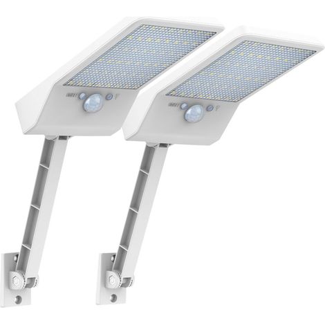 Set Mit 2 Solar-außenleuchten, 48/56 Leds, Weiß, Für Garten, Zaun, Terrasse, Eingang, Gartenhaus.