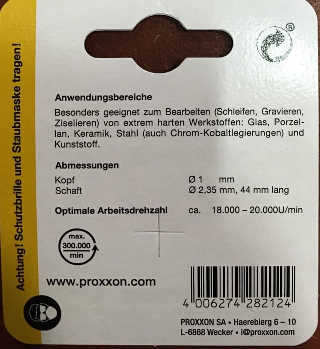 Proxxon Diamantschleifstifte Kugel 1 mm 2 Stück