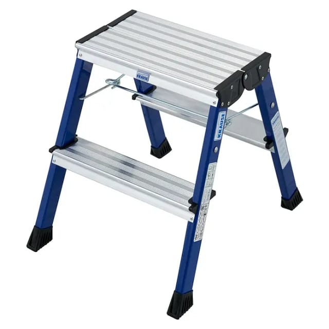 Krause Klapptritt Rolly Fahrbar 2 x 2 Stufen 45 cm x 40 cm x 50 cm Blau