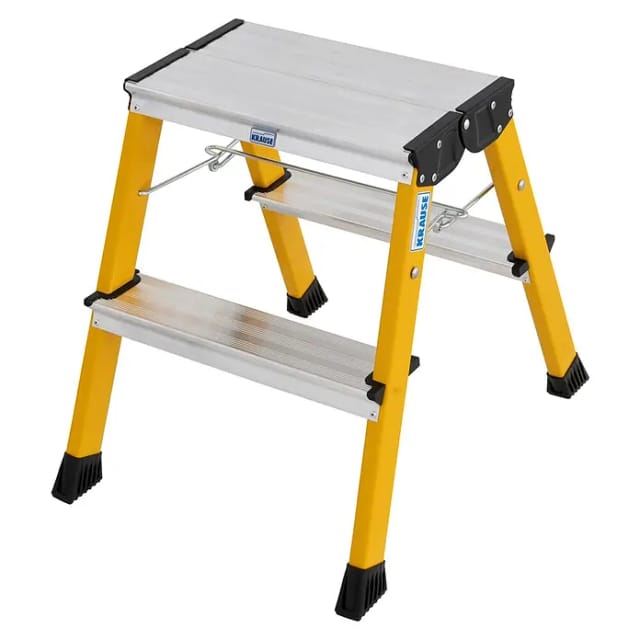 Krause Klapptritt Rolly Fahrbar 2 x 2 Stufen 45 cm x 40 cm x 50 cm Gelb