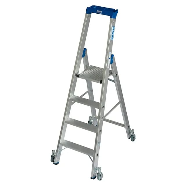 Krause Stehleiter Stabilo 4 Stufen Fahrbar 160 cm x 65 cm x 89 cm