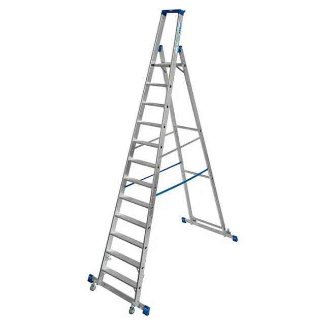Krause Stehleiter Stabilo mit Traversen Fahrbar 12 Stufen 345 x 111 x 221 cm