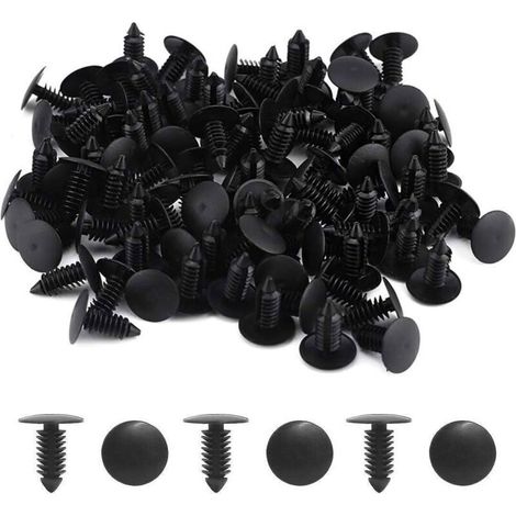 Nietclips – 50 Stück Kunststoffclips Für Die Fahrzeugkarosserie – Befestigung Von Stoßstangen, Kotflügeln, Türen, Seitenschwellern – 22,5 X 17,5 X 7,6 Mm – Schwarz