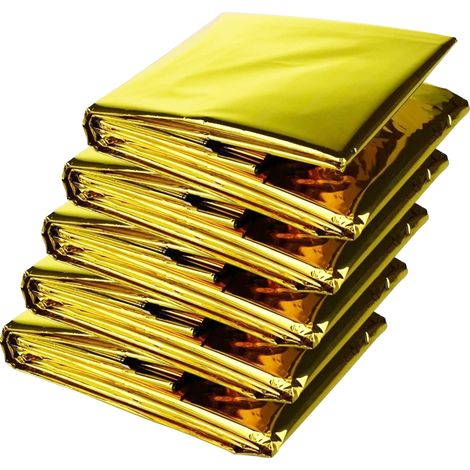 Überlebensdecke – Reflektierendes Aluminium-pet – Wasserdicht – Für Camping, Wandern, Notfälle – 5 Stück