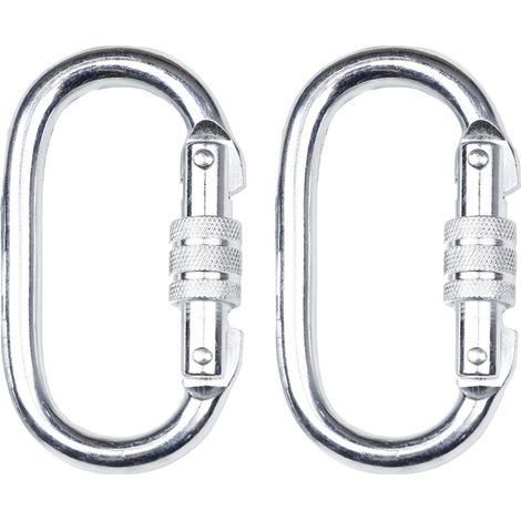 Karabiner – Edelstahl – Schraubverschluss – 25 Kn Bruchlast – Zum Klettern Und Sicheren Verankern – 2er-pack