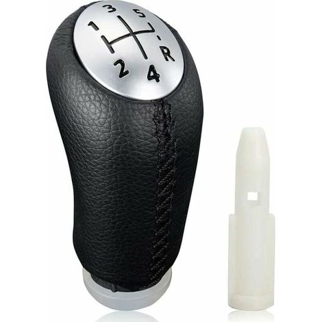 Schaltknauf – Schwarzes Leder – Für Renault Clio Iii, Megane Ii, Laguna Ii, Scenic Ii, Kangoo, Modus, Twingo Ii, Dacia Sandero, Logan, Duster – Inkl. Adapter – 1 Stück