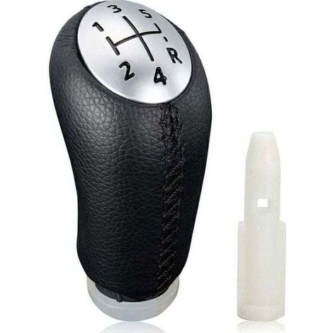 Schaltknauf – Schwarzes Leder – Für Renault Clio Iii, Megane Ii, Laguna Ii, Scenic Ii, Kangoo, Twingo 2, Dacia Sandero, Logan, Modus – Inkl. Adapter – 1 Stück