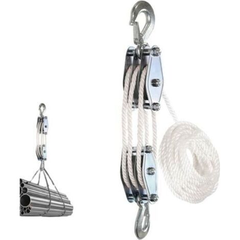 Seilzug – 500 Kg – 2,5 M – 270° Drehbare Haken – Verstärktes Polyethylen – Zum Manuellen Heben Schwerer Gegenstände – 1 Stück