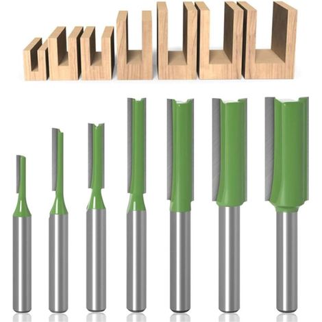 Fräser-set – 6-mm-schaft – 7-teilig, Schnittdurchmesser 3 Bis 12 Mm – Für Holzbearbeitung – Hartmetall – Komplettset