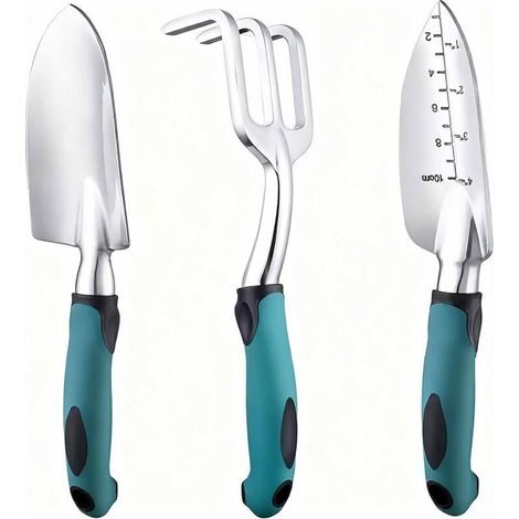Gartengeräte-set – 3-teilig Aus Aluminiumlegierung – Rutschfeste Gummigriffe – Für Private Und Gemeinschaftsgärten – 3-teilig