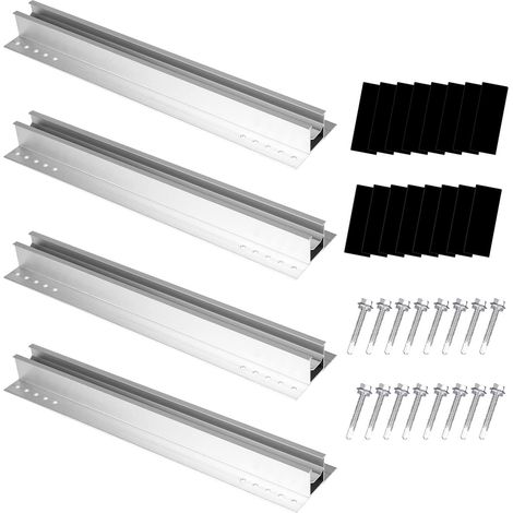 Montagesatz Für Solarmodule – Aluminiumschienen – Für Trapezdächer – Für 4 Module