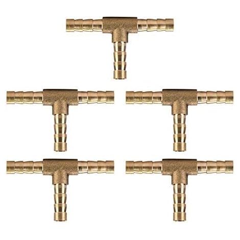 Messing-t-stück – 6 Mm – 5er-pack – Für Luft, Wasser, Öl, Gas – Mechanische Verschraubung – Schweißfrei