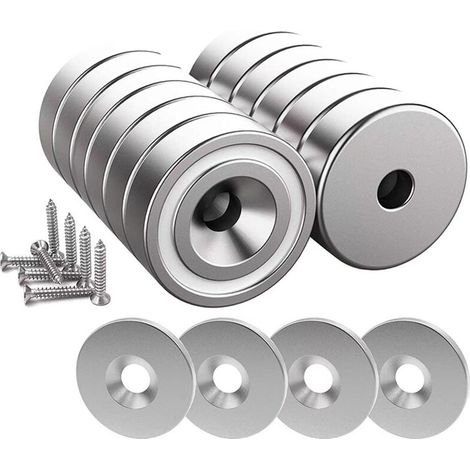 Neodym-magnet – 20 X 7 Mm Mit Loch Und Kapsel – 10 Kg Haftkraft – Für Magnettüren Und Diy-projekte – 12er-packung