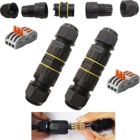 Wasserdichter Verbinder M25-3p – 9 Bis 12 Mm – Für Außenbeleuchtung, Garten, Tunnel, Straße – 2er-pack