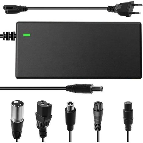 42v 2a Ladegerät – Für Elektroroller Und Hoverboards – 6 Anschlüsse (dc 5,5, 2,1, 2,5, 8 Mm, 12 Mm) – 1 Stück