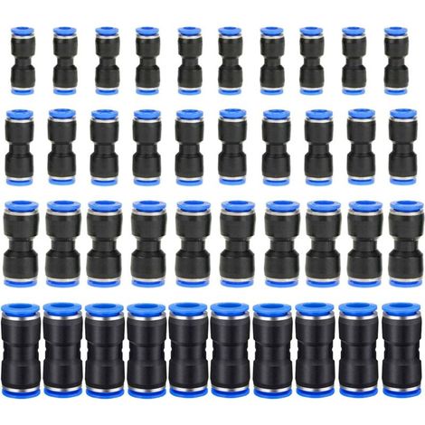 Pneumatik-schlauchverschraubungen (gerade) – 40 Stück – Kompatibel Mit Schläuchen Mit Außendurchmesser 6, 8, 10 Und 12 Mm – Schnellkupplung – Für Industrielle Pneumatiksysteme – Komplettset