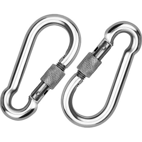 Karabiner - Edelstahl 304 - 7 X 3,5 Cm - Maximale Traglast 150 Kg - Für Seile, Ketten Und Kabel - 2 Stück