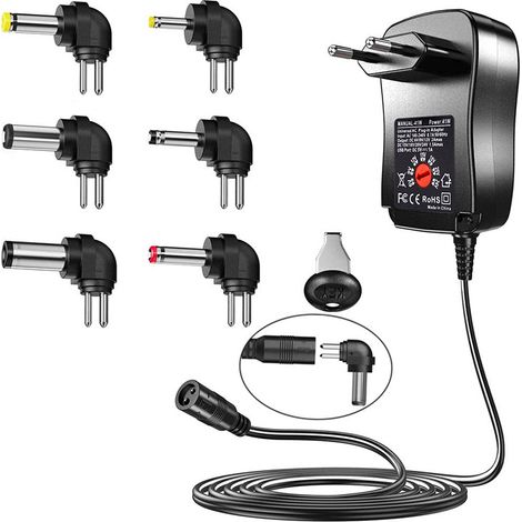 Einstellbares Netzteil – 100–240 V Wechselstrom-eingang – 3–12 V Ausgang – 7 Wählbare Spannungen – Kompatibel Mit Routern Und Led-kameras – 1 Stück