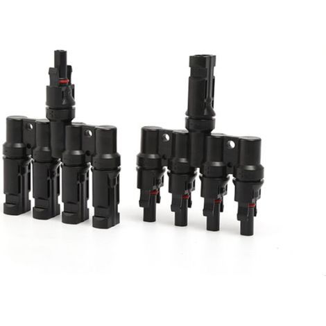 T-förmiger Solarverbinder – 1 Stecker Auf 4 Buchsen + 1 Buchse Auf 4 Stecker – Schutzart Ip68 – 50 A – 1000 V – Schwarz – 1 Paar