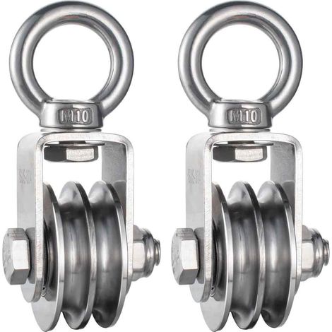 Doppelrolle – Edelstahl – Maximale Belastung 500 Kg – Für 8-mm-seil – Mit Kugellagern – 2er-pack