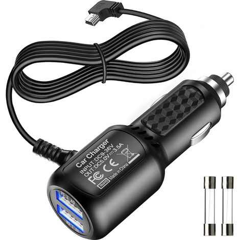Dashcam-kabel – 5v 2,5a Mini-usb + 5v 3,5a Usb-a – 3,5 M – Für Auto Und Lkw – Schwarz