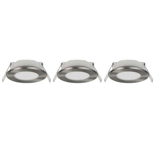 Trio LED-Einbauleuchten Himal Nickel Matt Ø 8,5 cm 3er-Set