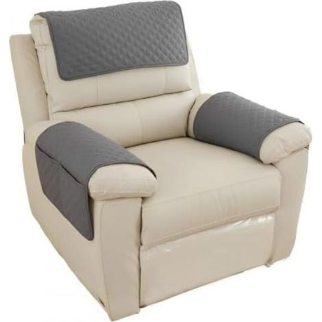 Armlehnenbezug - Kopfstützenbezug - Sitzkissen - Wasserdicht, Rutschfest, Gesteppt - Für Sofa, Stuhl, Sessel - 3-teiliges Set