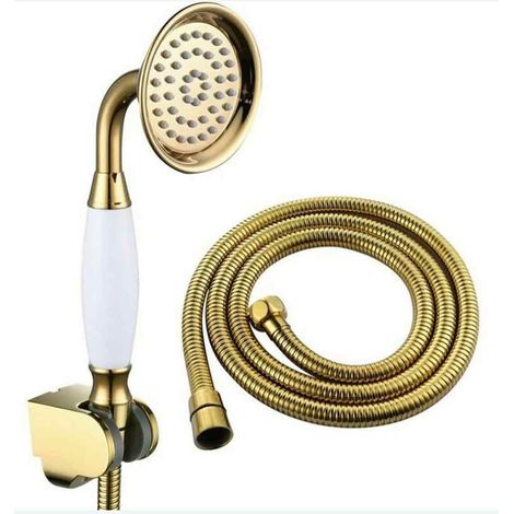 Duschkopf – 1,5 M Schlauch – Inkl. Wandhalterung – Goldfarben – Messing-set