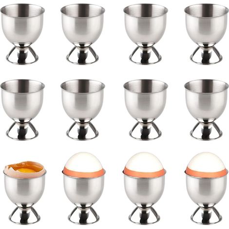 Eierbecher Aus Edelstahl Mit Ständer – Stapelbar – Für Eier – 12er-set