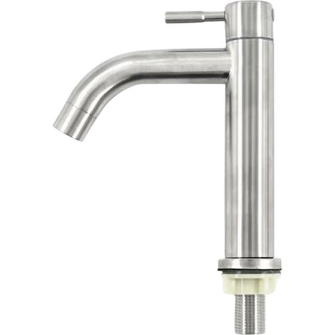 Kaltwasserhahn – Gebürsteter Edelstahl – Einhebel-waschtischarmatur – Höhe 18 Cm – Für Küche Und Bad – 1 Stück