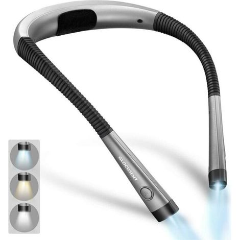 Nackenleselampe – Usb-c-aufladbar – 3 Farbtemperaturen (3000 K/4000 K/6000 K) – 6 Helligkeitsstufen – Klappbarer Arm – Bis Zu 80 Stunden Akkulaufzeit – Zum Lesen, Stricken Und Reparieren