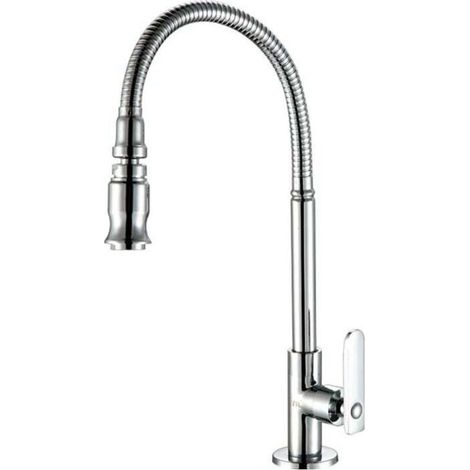 Küchen-/gartenarmatur – 360° Schwenkbarer Auslauf – Ausziehbare Brause – Edelstahl – Nur Kaltwasser – Chrom-finish – Für Außen-/waschbecken – 1-teilig