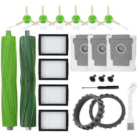 Ersatzteile Für Saugroboter – Kompatibel Mit Roomba I3, I4, I6, I7, I8 Und J7 – 6 Seitenbürsten, 2 Mehrzweckbürsten, 4 Hepa-filter, 2 Räder, 1 Reinigungswerkzeug, 1 Schraubendreher, 3 Staubbeutel