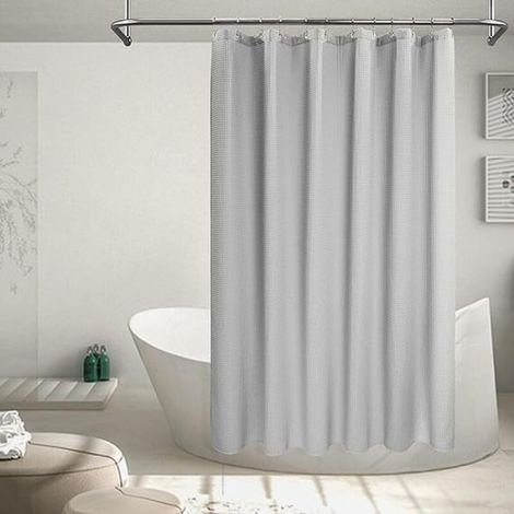 Duschvorhang – Gewebtes Wabenmuster Aus Baumwoll-polyester-mischgewebe – 183 X 183 Cm – 12 Rostfreie Metallösen – 1 Stück