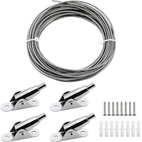 Drahtseil – Edelstahl 304 – 2 Mm X 10 M – Pvc-beschichtet – Max. Traglast 30 Kg – Zum Aufhängen Von Bilderrahmen, Vorhängen, Kleidung Und Lampen – Komplettset
