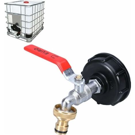 Ibc-hahn – S60x6-gewinde – Für 1000-liter-tank – Doppelter 1/2-zoll-auslass – Messing Und Pp – Regenwassernutzungsadapter