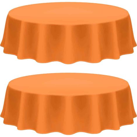 Wachstuchtischdecke – Rund, 213 Cm – Für Drinnen Und Draußen – Geschnittene Kante – Orange