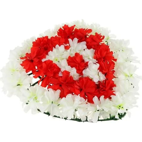 Friedhofskranz – Künstliche Chrysantheme – Rot – 35,5 X 37 X 9 Cm – Für Grab Und Grabstein – 1 Stück