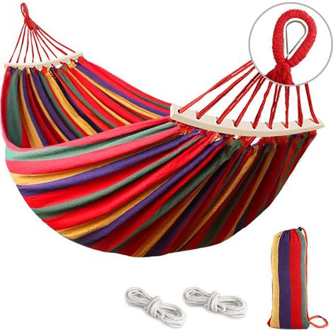 Hängematte – Baumwollgewebe 205 X 150 Cm – Maximale Belastung 250 Kg – Für Garten, Camping, Outdoor Und Innenbereich – Rot
