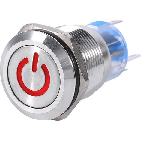 Selbstverriegelnder Drucktaster – Edelstahl – Wasserdicht Nach Ip65 – 12–24 V – Rote Led – 19 Mm