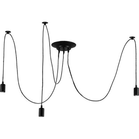 3-flammige Pendelleuchte – Schwarz – 1,6 M Kabel – Schutzart Ip44 – Leuchtmittel Nicht Enthalten – Für Wohnzimmer, Schlafzimmer, Wintergarten