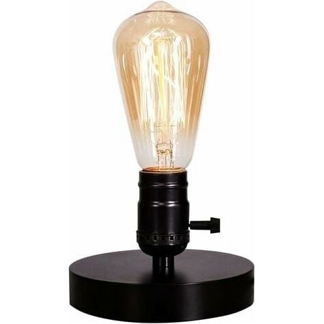 Nachttischlampe Im Vintage-industrie-stil Aus Holz Und Metall – E27-fassung – Für Wohnzimmer, Schlafzimmer, Büro – 1 Stück