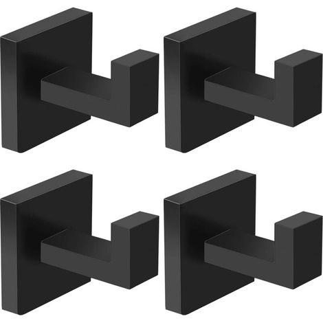 Handtuchhaken – Edelstahl – Mattschwarz – Quadratisch – 5 Cm – Für Bad, Küche, Schlafzimmer, Kleiderschrank – 4er-set